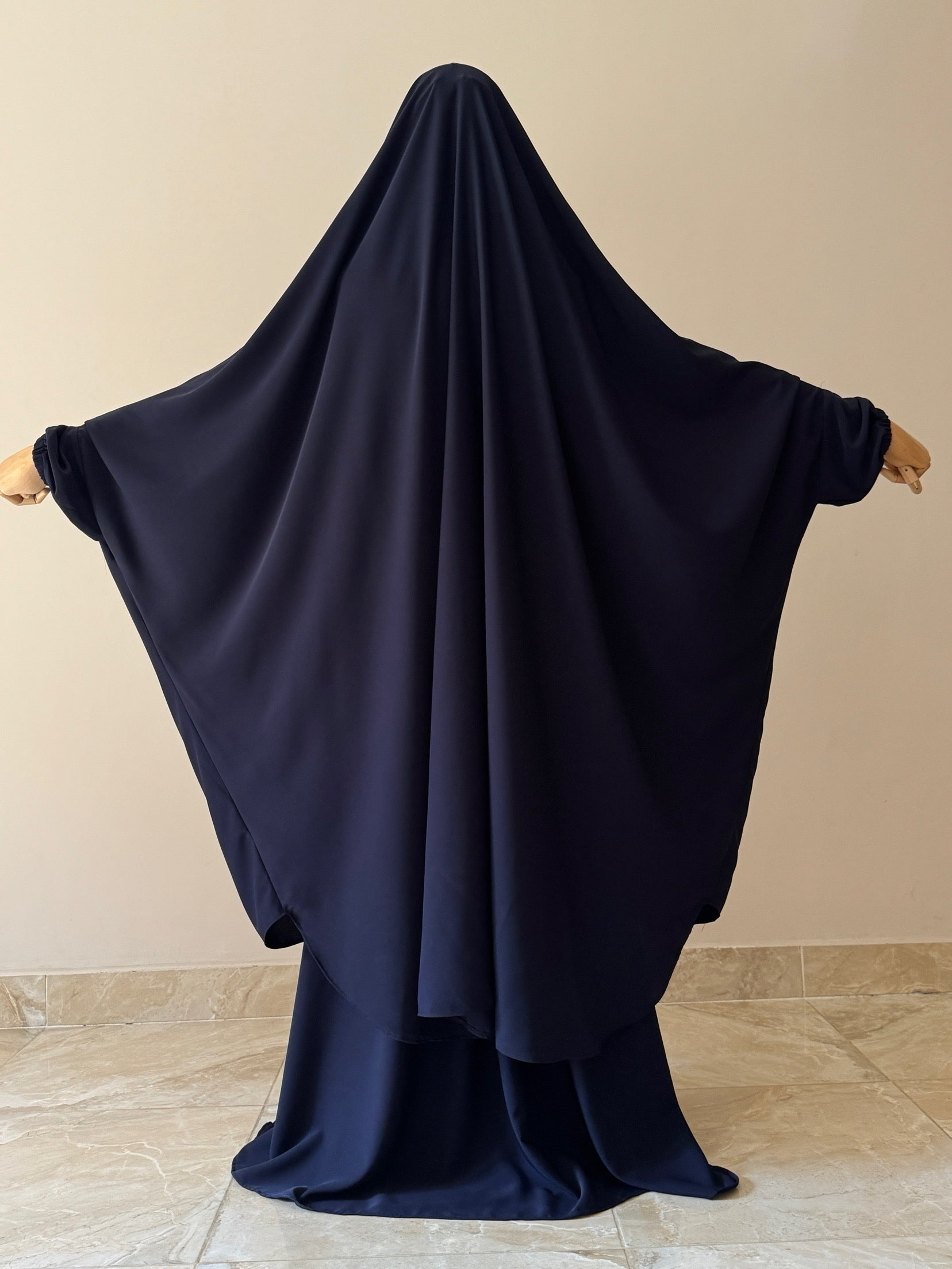 Two Piece Jilbab With Skirt Set- Navy