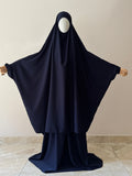 Two Piece Jilbab With Skirt Set- Navy