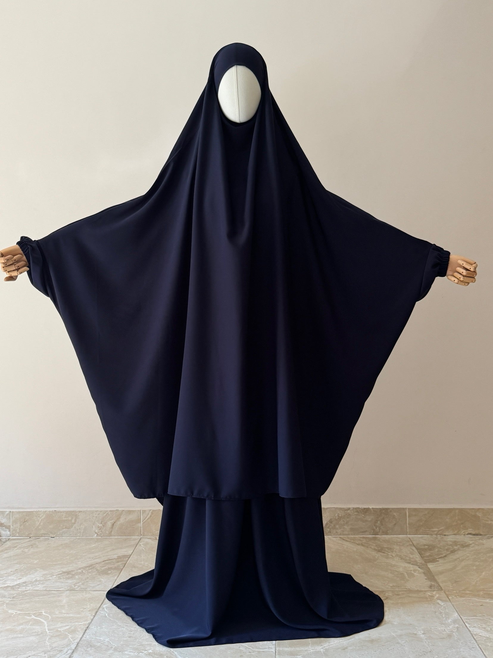 Two Piece Jilbab With Skirt Set- Navy