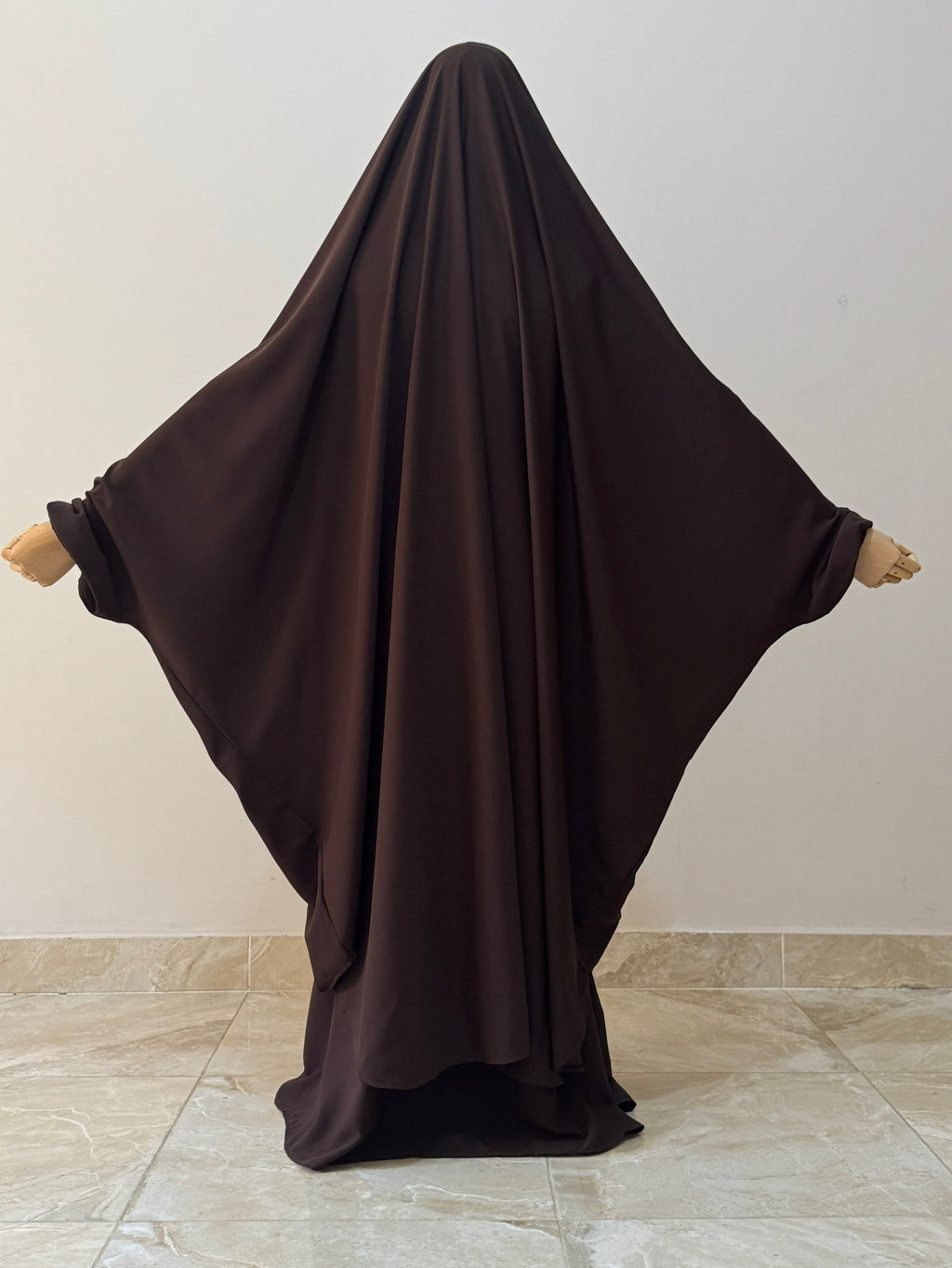Two Piece Jilbab With Skirt Set- Brown