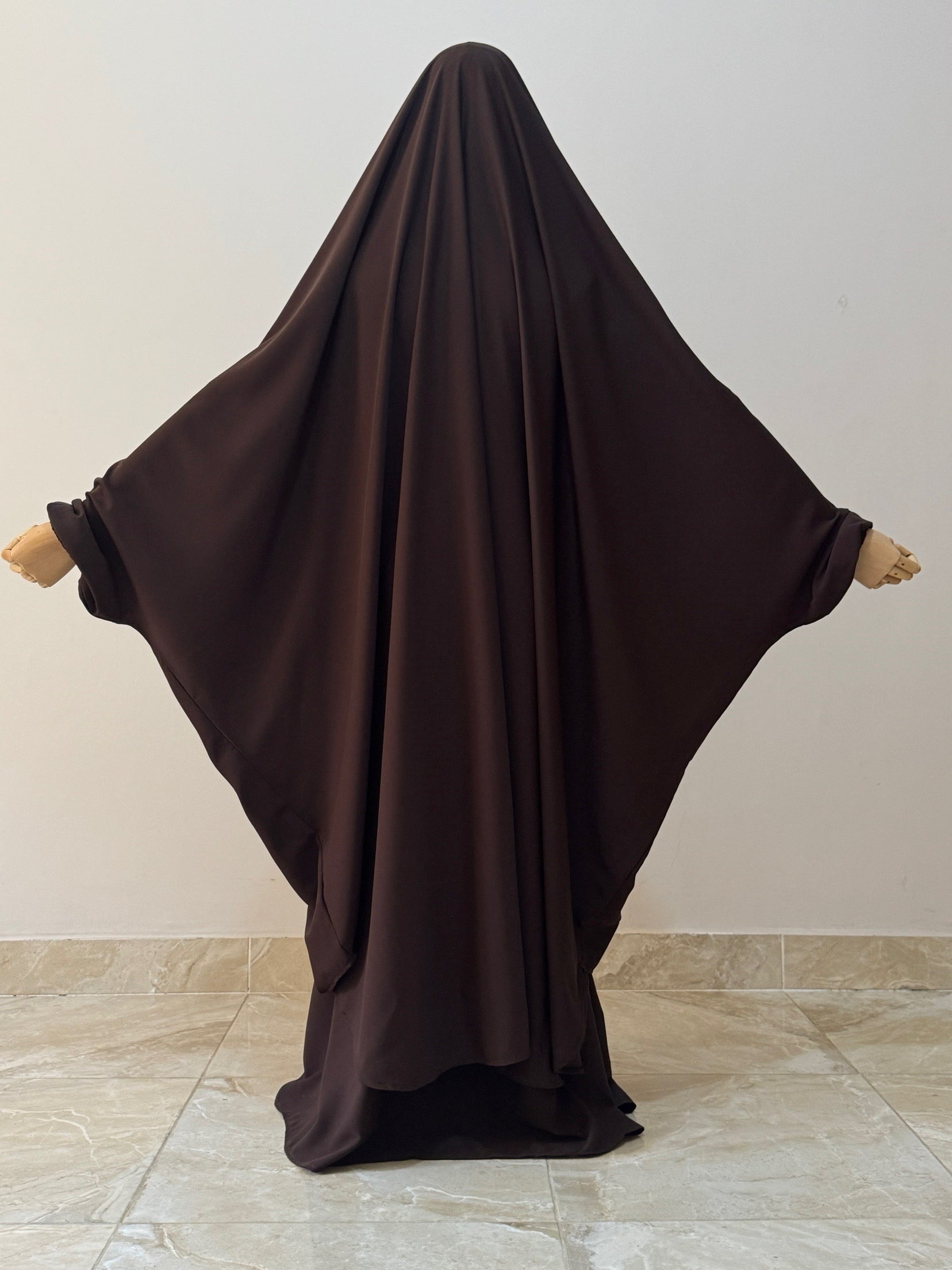 Two Piece Jilbab With Skirt Set- Brown