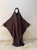 Two Piece Jilbab With Skirt Set- Brown