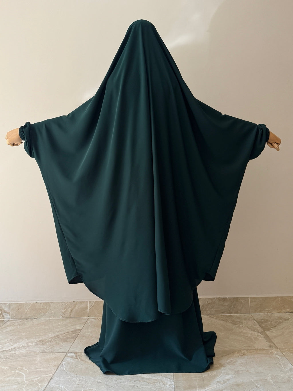 Two Piece Jilbab With Skirt Set- Green